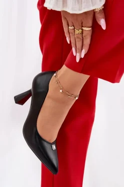 Eleganckie Czółenka Na Rozszerzanej Szpilce Vinceza 62222 Czarne