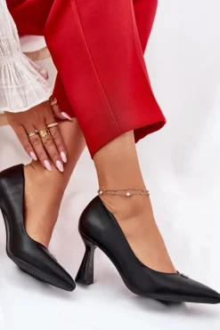 Eleganckie Czółenka Na Rozszerzanej Szpilce Vinceza 62222 Czarne