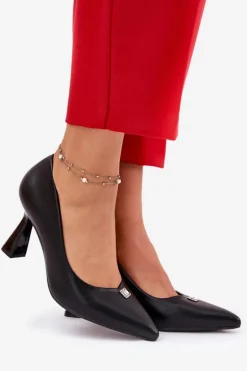 Eleganckie Czółenka Na Rozszerzanej Szpilce Vinceza 62222 Czarne