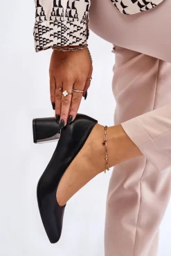 Eleganckie Czółenka Na Słupku Czarne Emma