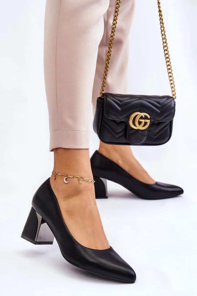 Eleganckie Czółenka Na Słupku Czarne Emma