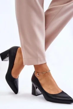 Eleganckie Czółenka Na Słupku Czarne Emma