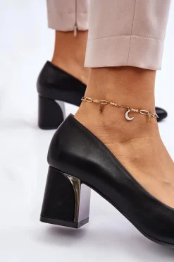 Eleganckie Czółenka Na Słupku Czarne Emma