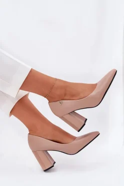 Eleganckie Czółenka Na Słupku Vinceza 62220 Beżowe