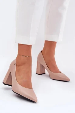 Eleganckie Czółenka Na Słupku Vinceza 62220 Beżowe