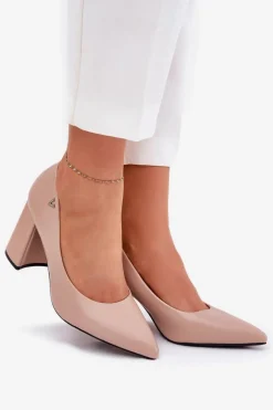 Eleganckie Czółenka Na Słupku Vinceza 62220 Beżowe