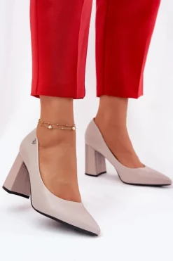 Eleganckie Czółenka Na Słupku Vinceza 62220 Szare