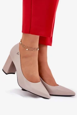 Eleganckie Czółenka Na Słupku Vinceza 62220 Szare