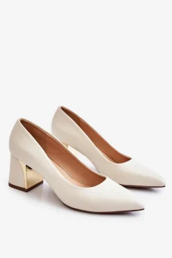 Eleganckie Czółenka Na Słupku Beżowe Emma