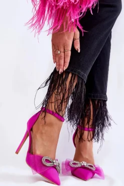 Eleganckie Czółenka Na Szpilce Z Kokardą Fuksja Hettie