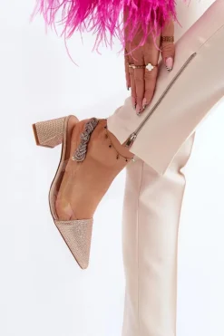 Eleganckie Czółenka W Szpic D&A MR91292-1 Champagne