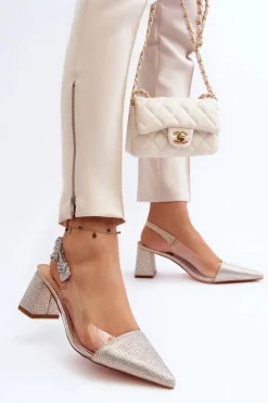 Eleganckie Czółenka W Szpic D&A MR91292-1 Złote