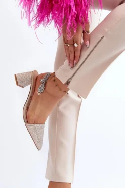 Eleganckie Czółenka W Szpic D&A MR91292-1 Złote