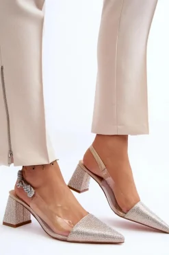 Eleganckie Czółenka W Szpic D&A MR91292-1 Złote