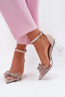 Eleganckie Czółenka Z Kokardą Vinceza 62212 Beżowe