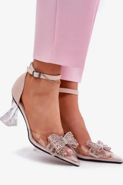 Eleganckie Czółenka Z Kokardą Vinceza 62212 Beżowe