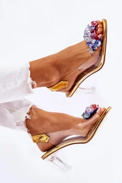 Eleganckie Czółenka Z Ozdobą Złote Amalia