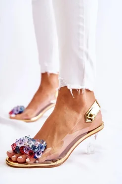 Eleganckie Czółenka Z Ozdobą Złote Amalia