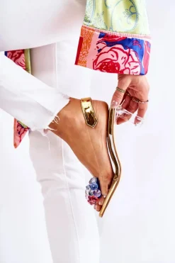 Eleganckie Czółenka Z Ozdobą Złote Amalia