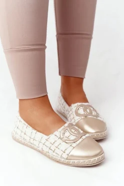 Eleganckie Damskie Espadryle Złote Be My Love