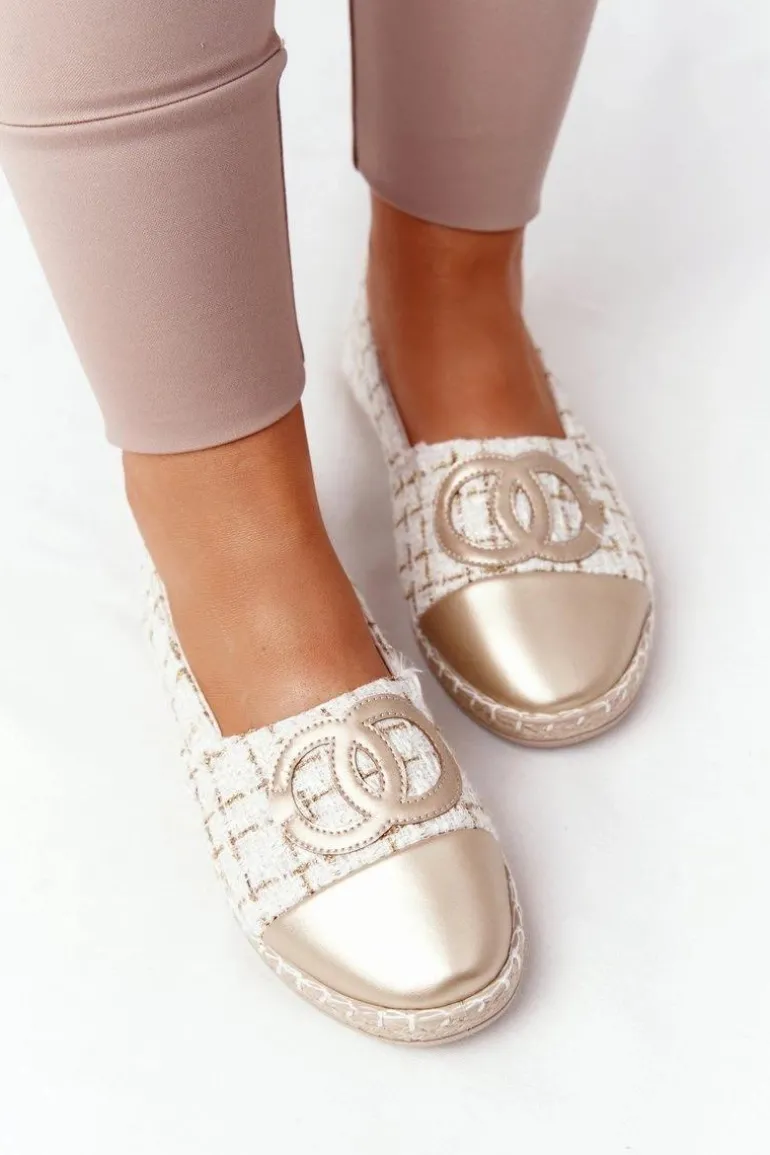 Eleganckie Damskie Espadryle Złote Be My Love