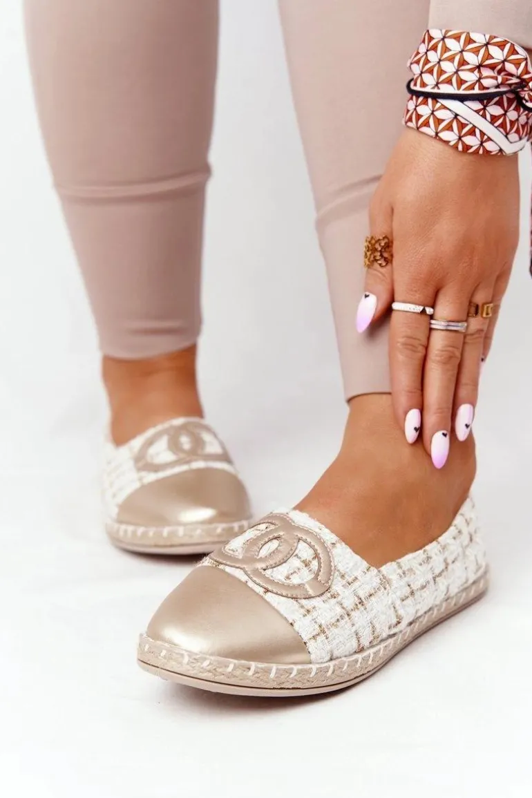 Eleganckie Damskie Espadryle Złote Be My Love