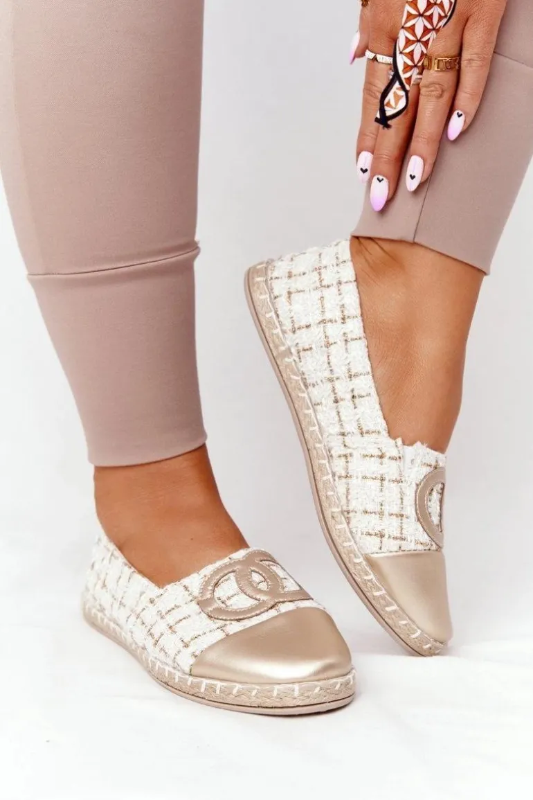Eleganckie Damskie Espadryle Złote Be My Love