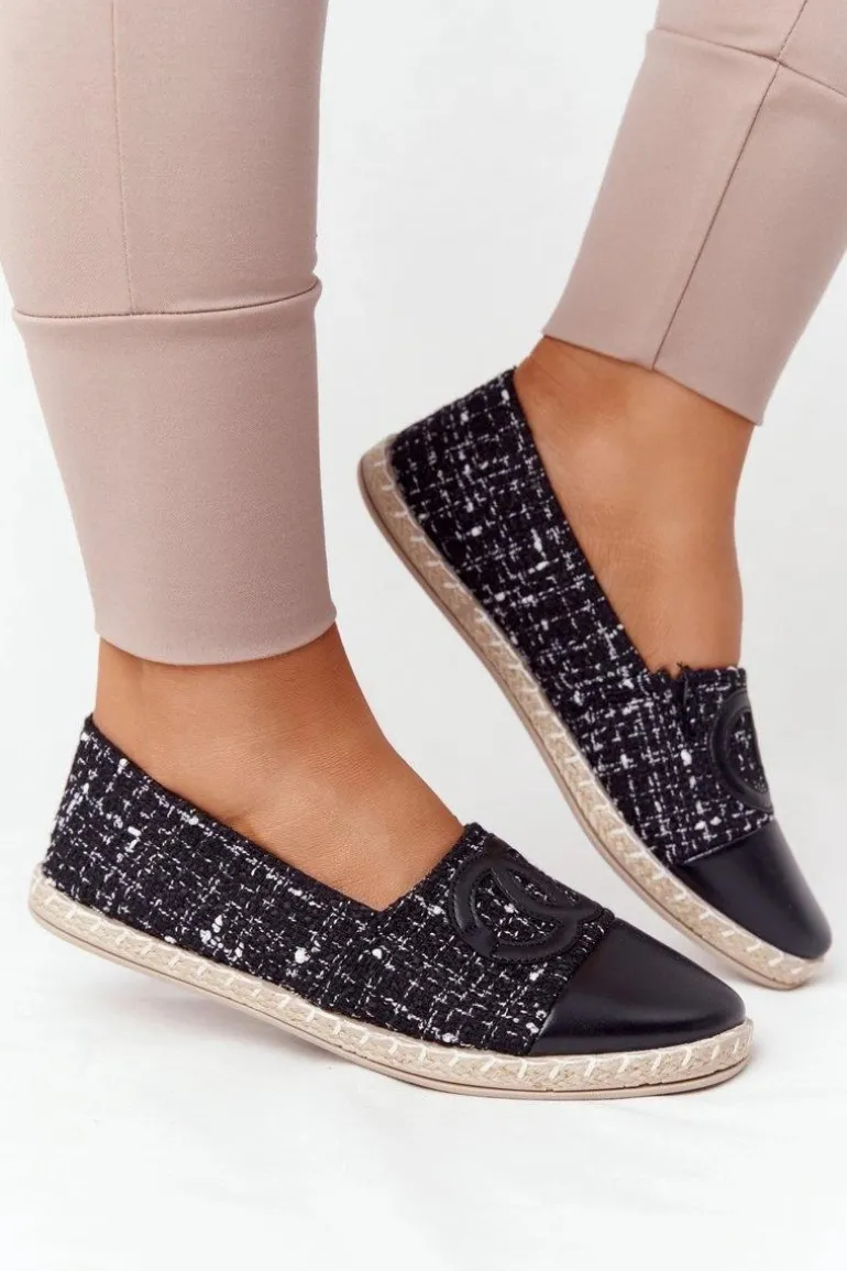 Eleganckie Damskie Espadryle Czarne Be My Love