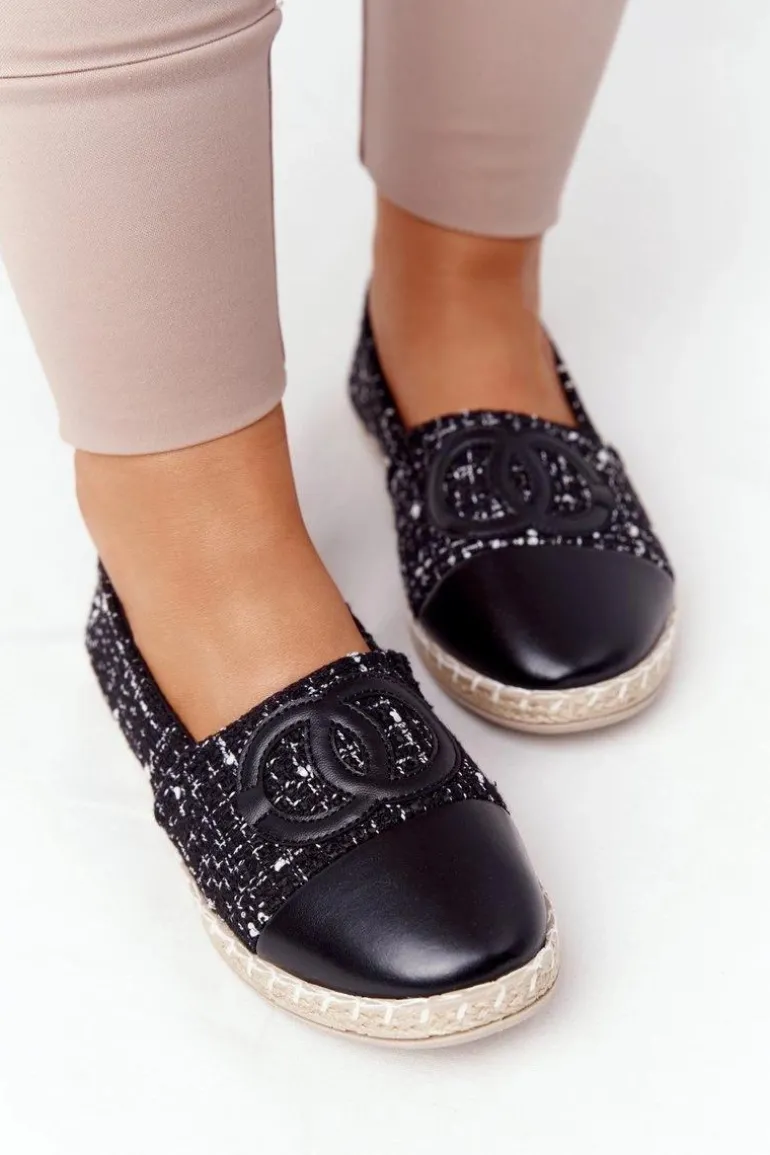 Eleganckie Damskie Espadryle Czarne Be My Love