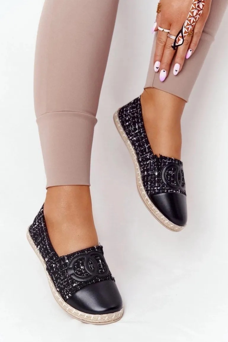 Eleganckie Damskie Espadryle Czarne Be My Love