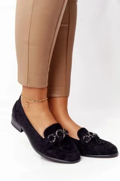 Eleganckie Damskie Mokasyny Vinceza 10585 Zamszowe Czarne