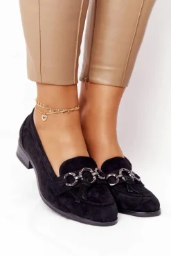 Eleganckie Damskie Mokasyny Vinceza 10585 Zamszowe Czarne