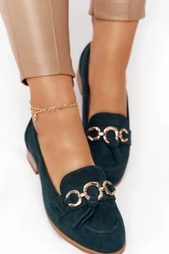 Eleganckie Damskie Mokasyny Vinceza 10585 Zamszowe Zielone