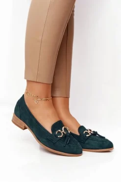 Eleganckie Damskie Mokasyny Vinceza 10585 Zamszowe Zielone