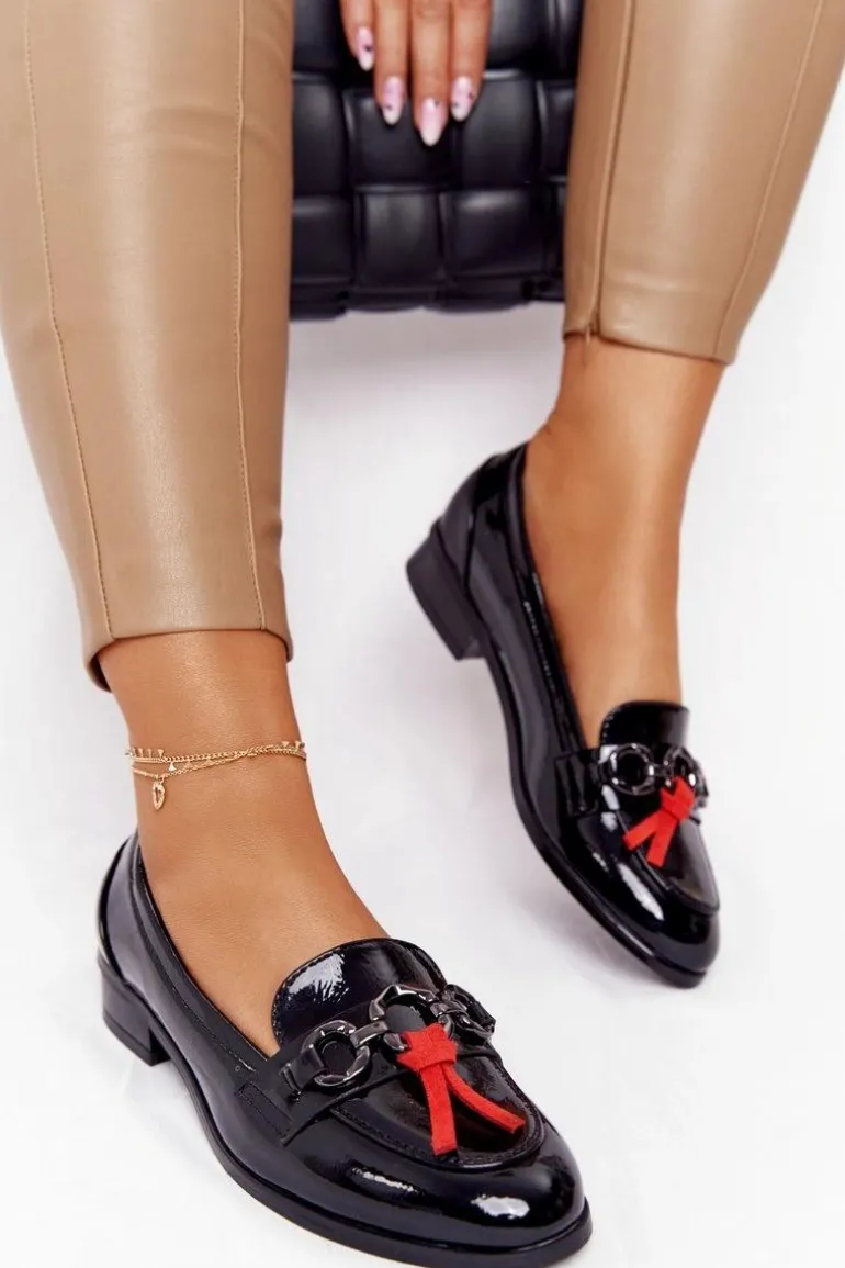 Eleganckie Damskie Mokasyny Vinceza 10585 Lakierowane Czarne