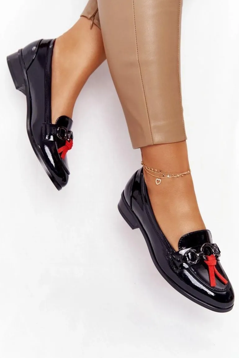 Eleganckie Damskie Mokasyny Vinceza 10585 Lakierowane Czarne