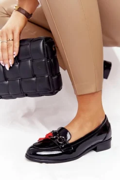 Eleganckie Damskie Mokasyny Vinceza 10585 Lakierowane Czarne