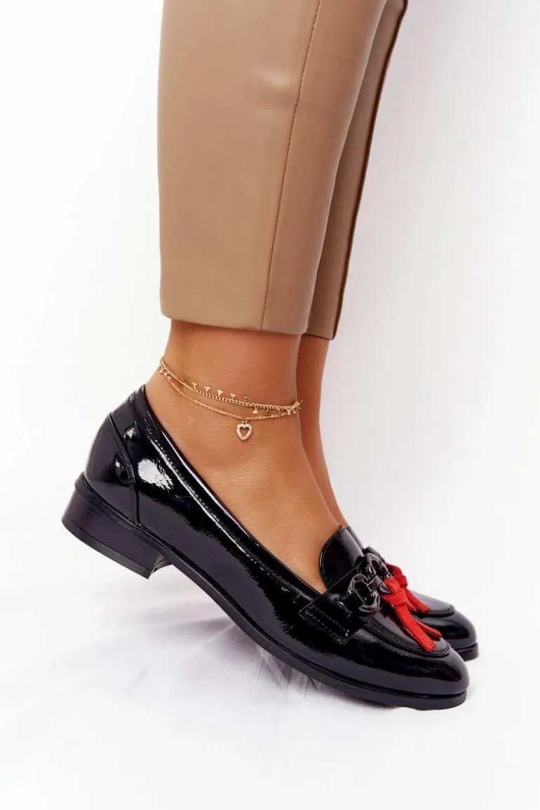 Eleganckie Damskie Mokasyny Vinceza 10585 Lakierowane Czarne