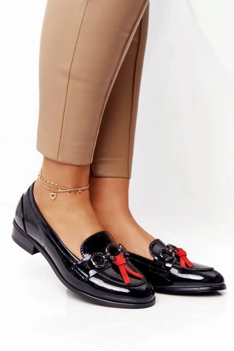 Eleganckie Damskie Mokasyny Vinceza 10585 Lakierowane Czarne