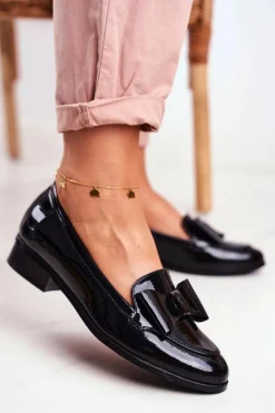 Eleganckie Damskie Mokasyny Vinceza 10570 Lakierowane Czarne