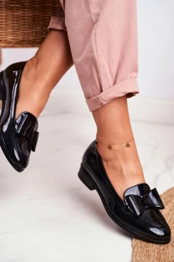 Eleganckie Damskie Mokasyny Vinceza 10570 Lakierowane Czarne