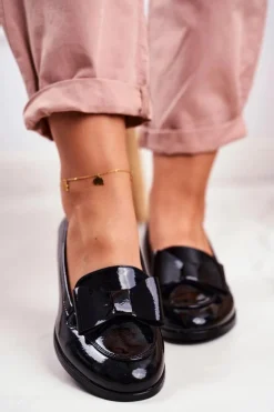 Eleganckie Damskie Mokasyny Vinceza 10570 Lakierowane Czarne