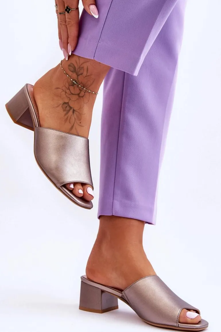 Eleganckie Gładkie Klapki Sergio Leone KL317 Ciemnosrebrne