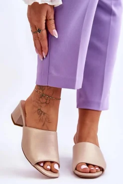 Eleganckie Gładkie Klapki Sergio Leone KL317 Beżowe