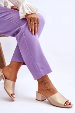 Eleganckie Gładkie Klapki Sergio Leone KL317 Beżowe