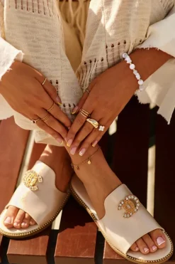 Eleganckie Klapki Damskie Błyszczące Z Ozdobą S.Barski KV27-050 Złote