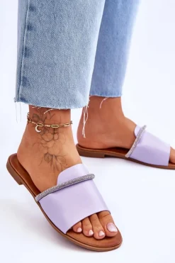 Eleganckie Klapki Na Płaskim Obcasie Fioletowe Termen