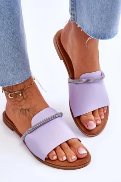 Eleganckie Klapki Na Płaskim Obcasie Fioletowe Termen