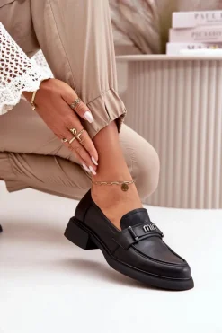 Eleganckie Mokasyny Damskie Z Naturalnej Skóry Czarne Vinceza 91114