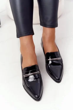 Eleganckie Mokasyny S.Barski Premium Lakierowane Czarne